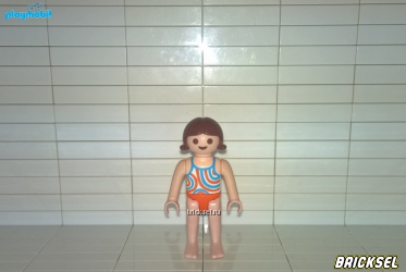 Плеймобил Девочка в купальнике с оранжевыми белыми и голубыми полосками, Playmobil