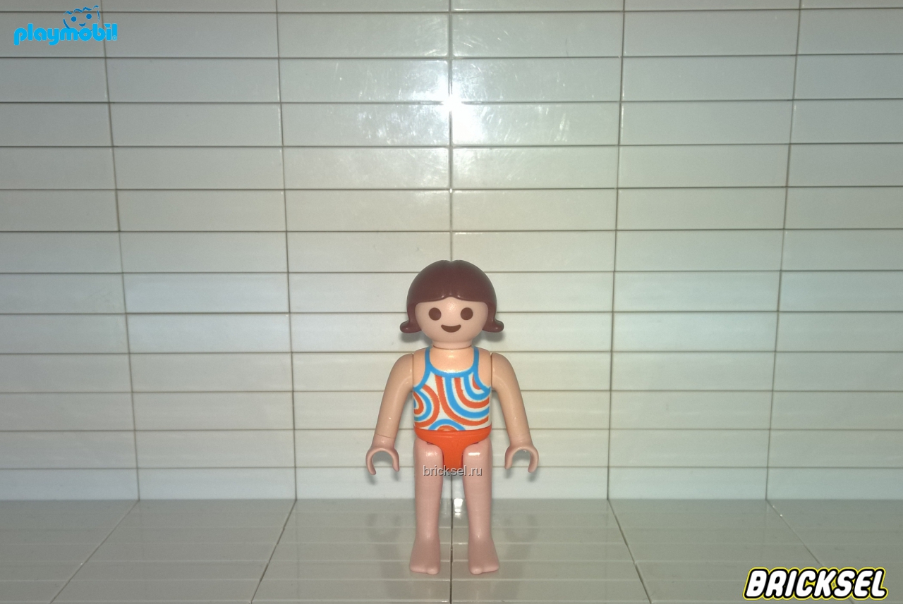 Плеймобил Девочка в купальнике с оранжевыми белыми и голубыми полосками, Playmobil