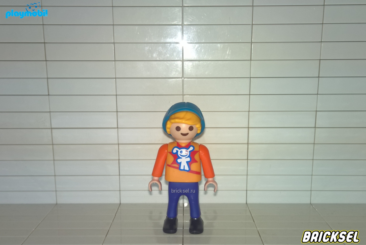 Плеймобил Рыжий мальчик в оранжевом свитере с белым зайцем, Playmobil, не частый