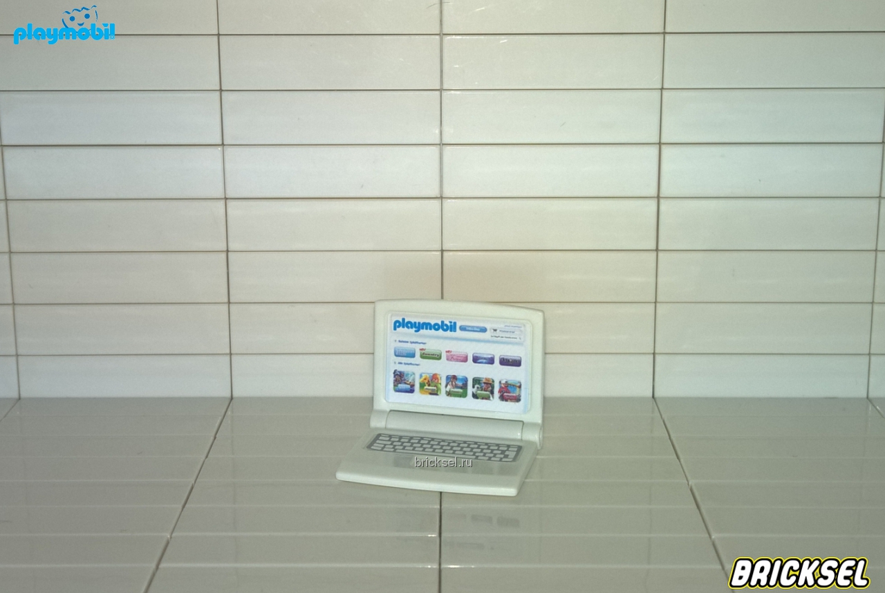 Плеймобил Ноутбук белый с магазином Playmobil на экране, Playmobil, очень редкий