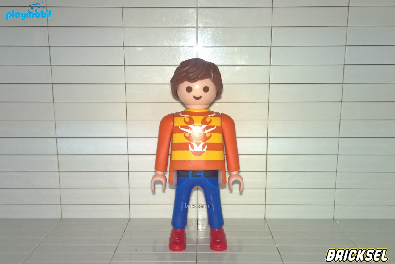 Плеймобил Мужчина шотен с волнистыми волосами и полосатом огненном свитере, Playmobil