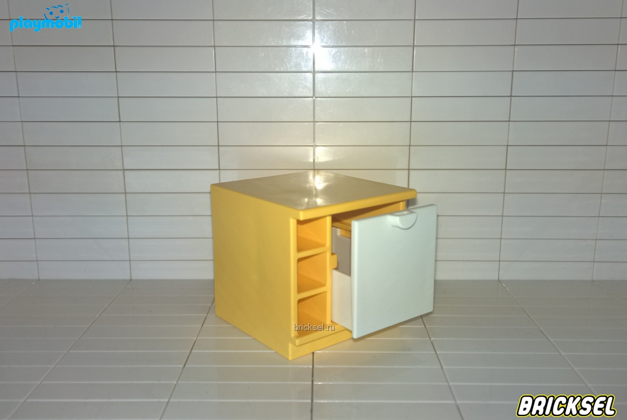 Плеймобил Столешница квадратная желтая  с маленькими полочками и сплошным выдвижным ящиком, Playmobil, редкая