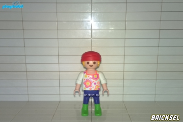 Плеймобил Девочка в футболке с розовыми цветочками и красной косынке (цветочки светятся в ультрафиолете), Playmobil, не частая