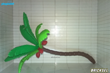 Плеймобил Пальма с листьями двух цветов на кривом темном стволе с красными кокосами в сборе, Playmobil, очень редкая