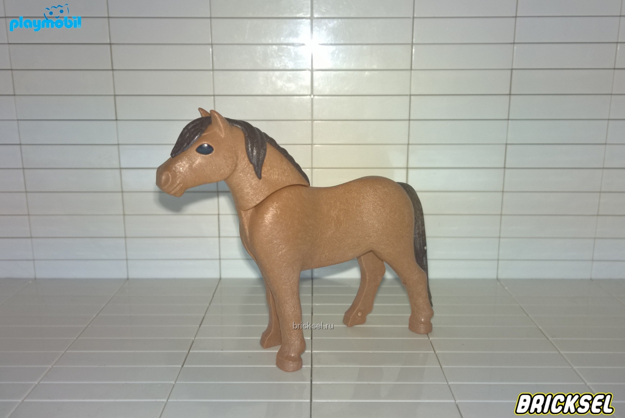 Плеймобил Лошадь с темно-коричневой гривой светло-коричневая, Playmobil, не частая