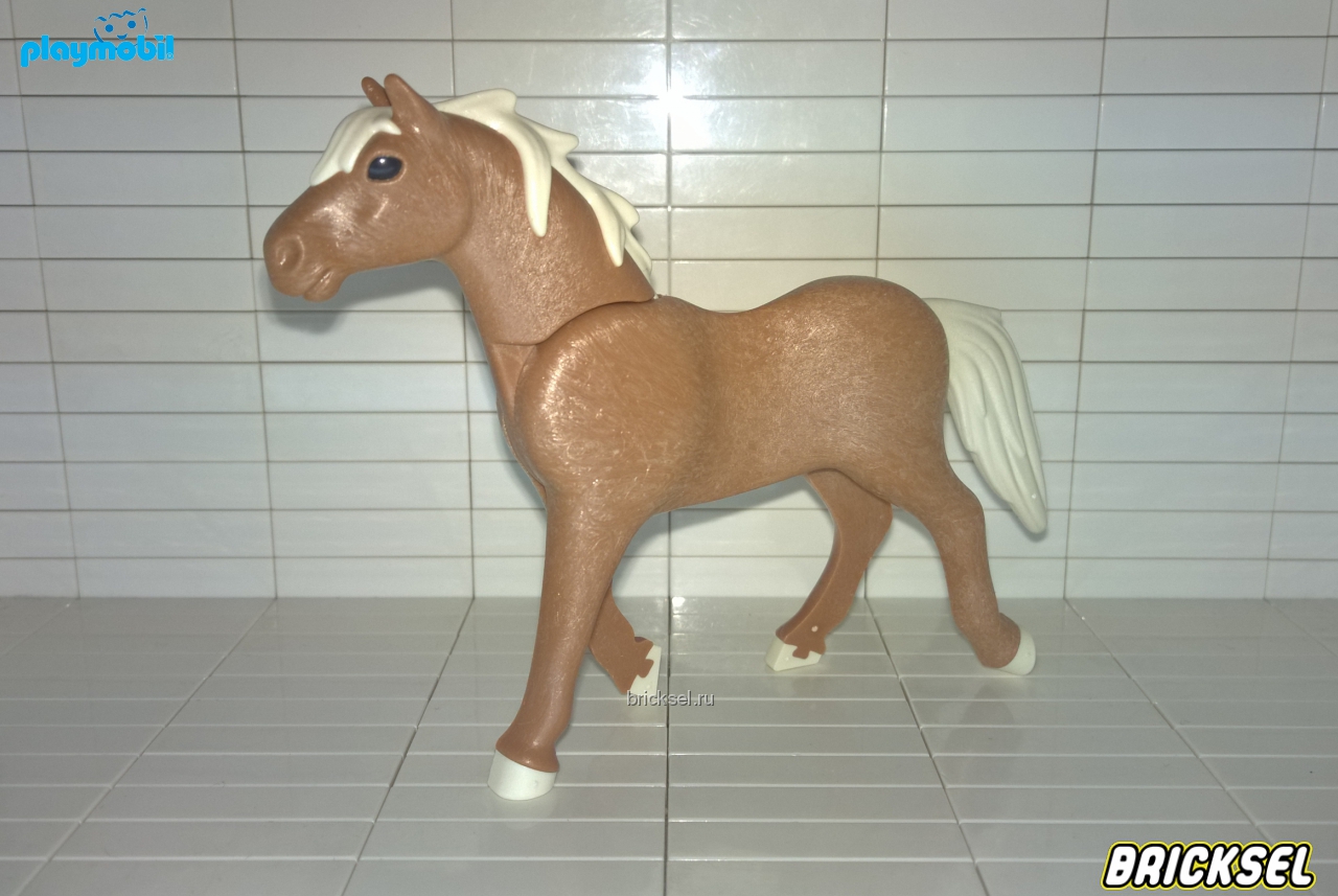 Плеймобил Конь племенной с кремовой гривой светло-коричневый, Playmobil