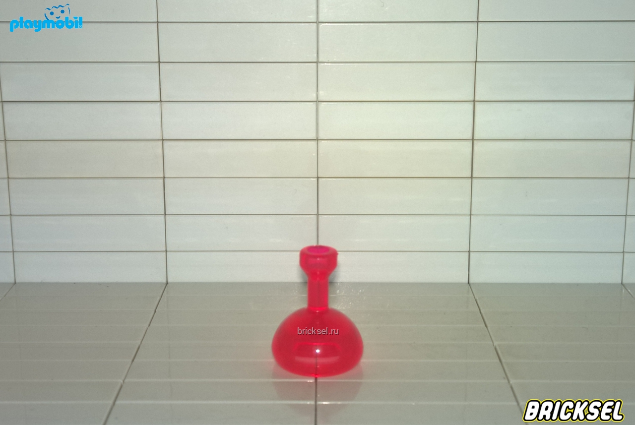 Плеймобил Бутылка колба выпуклая прозрачная ярко-красная, Playmobil, редкая