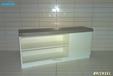 Кухонная стойка белая с темно-оливковой столешницей