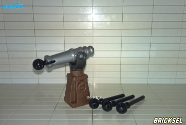 Плеймобил Пушка корабельная серебристый металлик с 4-мя черными ядрами, Playmobil, не частая