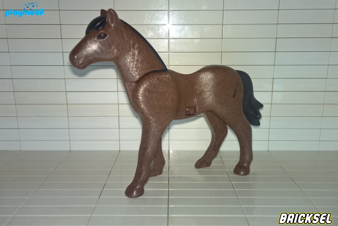Плеймобил Конь коричневый с черной гривой и хвостом, Playmobil, не частый
