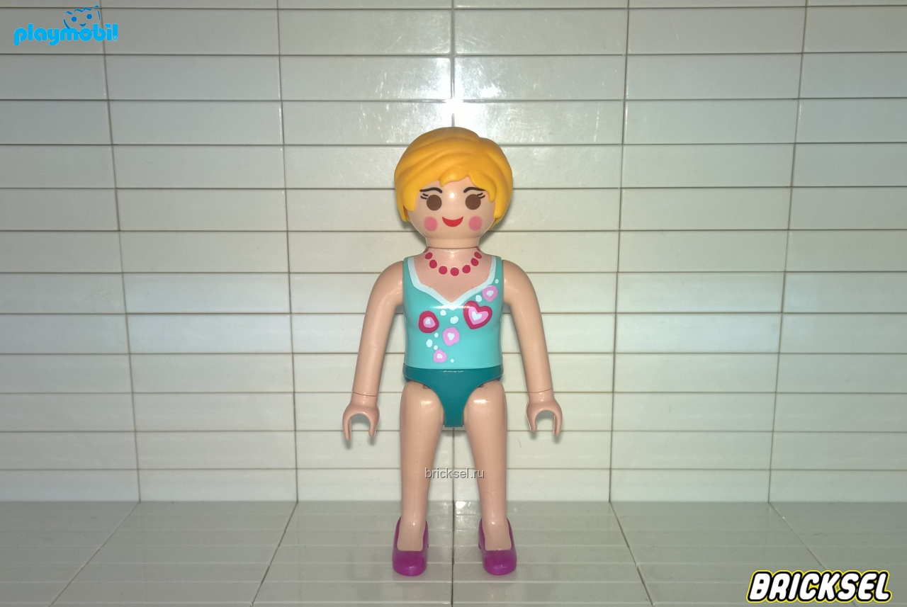 Плеймобил Женщина брюнетка бирюзовом купальнике с сердечками, Playmobil, редкая