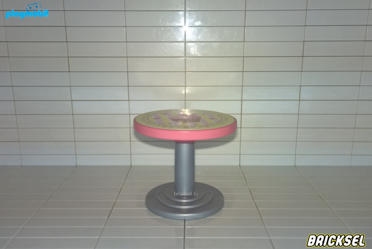 Плеймобил Столик кафе с розовой столешницей на серебристом металлике ножке, Playmobil, редкий