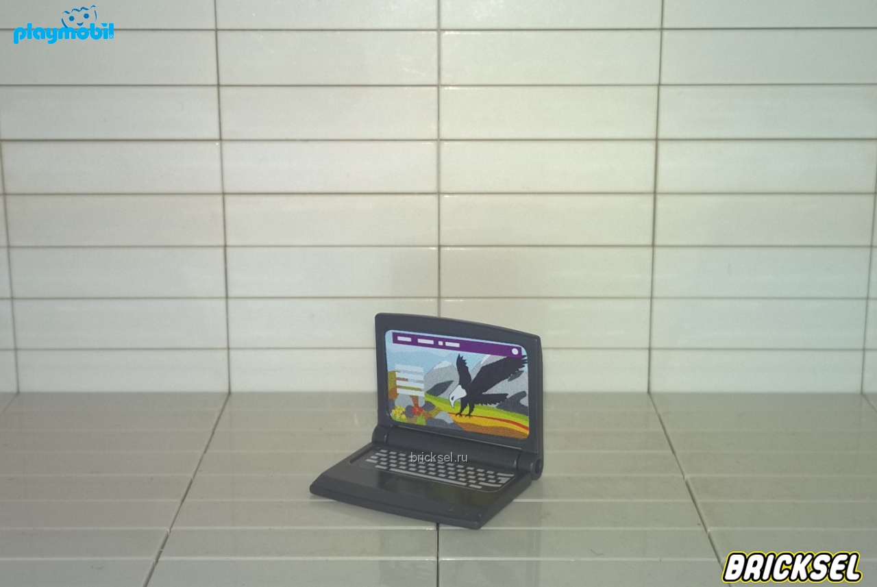 Плеймобил Ноутбук темный металлик с орлом на экране, Playmobil, раритет