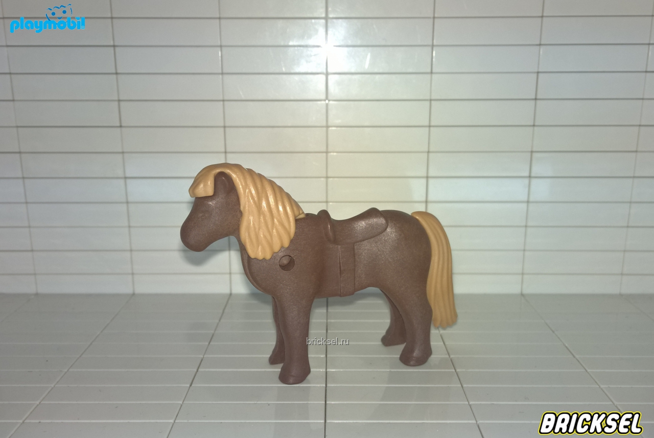 Плеймобил Пони с бежевой гривой темно-коричневый, Playmobil