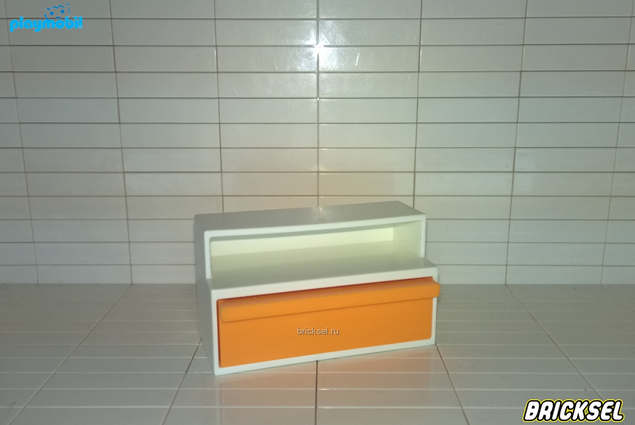 Плеймобил Комод, тумбочка под телевизор высокая бело-оранжевая, Playmobil
