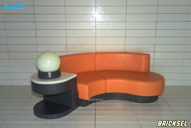 Плеймобил Диван угловой оранжевый со столиком и светящимся разными матовым цветами ночником, Playmobil, редкий