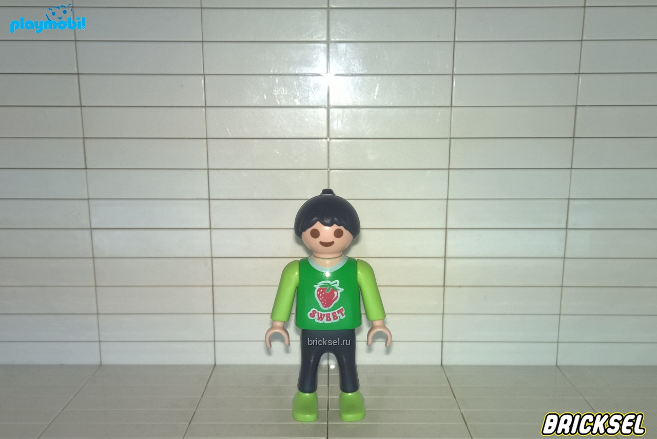 Плеймобил Девочка брюнетка в зеленом с клубничкой, Playmobil