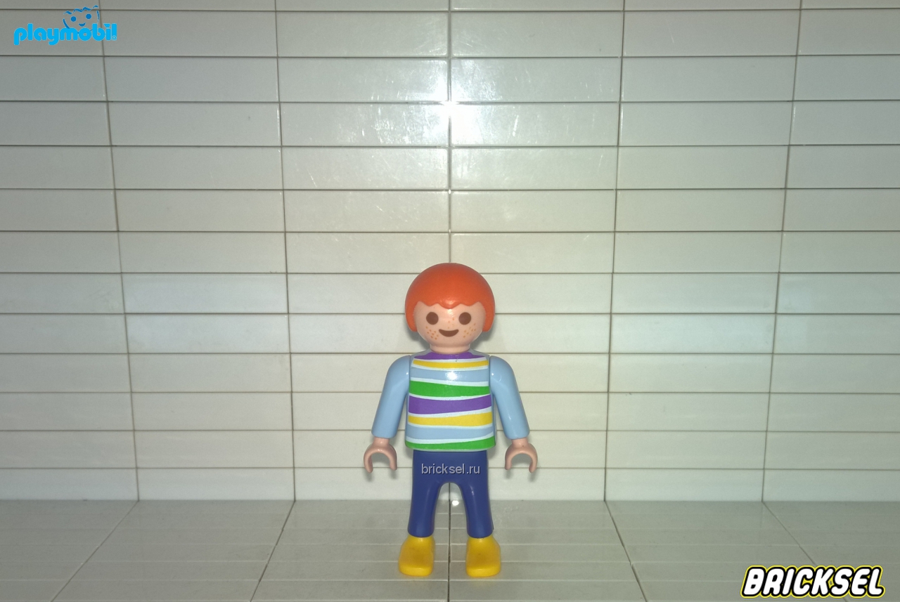 Плеймобил Мальчик в цветном свитере с неровными полосками, Playmobil