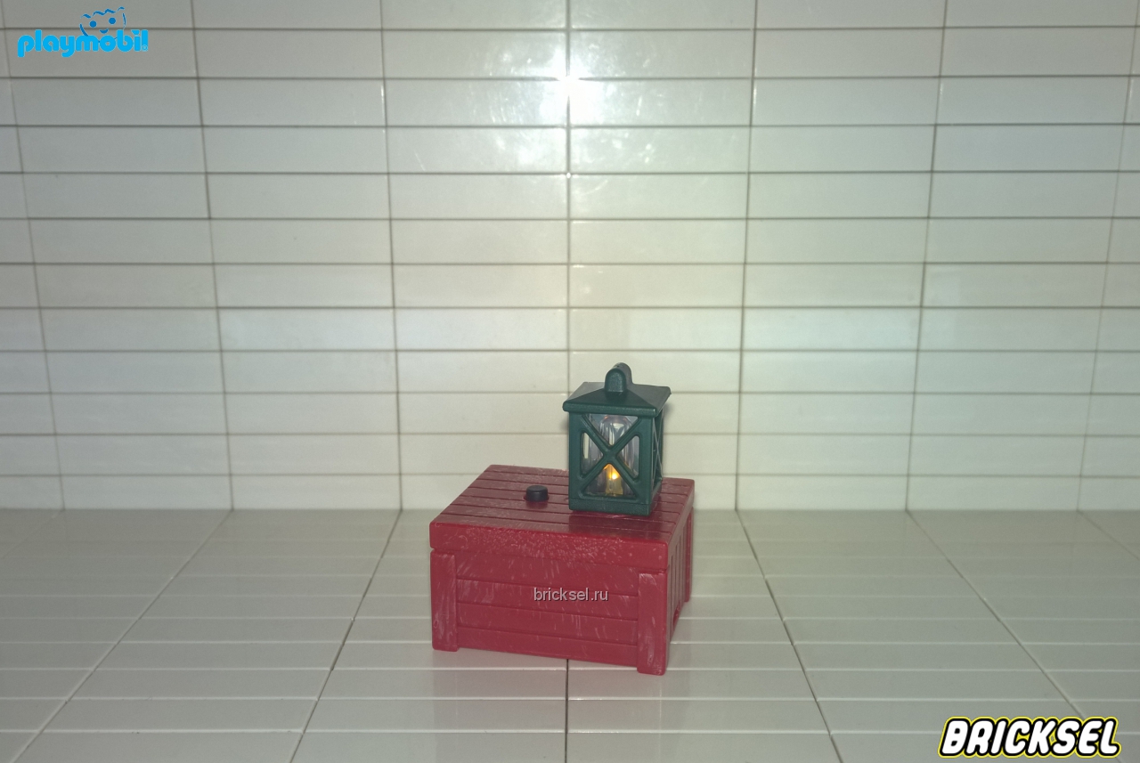 Плеймобил Стол с темно-зеленой керосиновой лампой бордовый, Playmobil