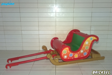 Плеймобил Сани Санта Клауса со снежинками красно-золотые, Playmobil