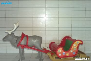 Плеймобил Олень полярный в упряжи саней Санта Клауса, Playmobil