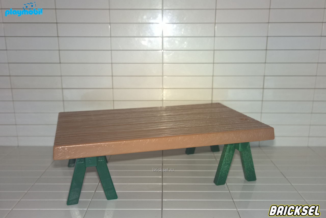 Плеймобил Стол деревянный с малым слотом на темно-зеленых ножках светло-коричневый, Playmobil