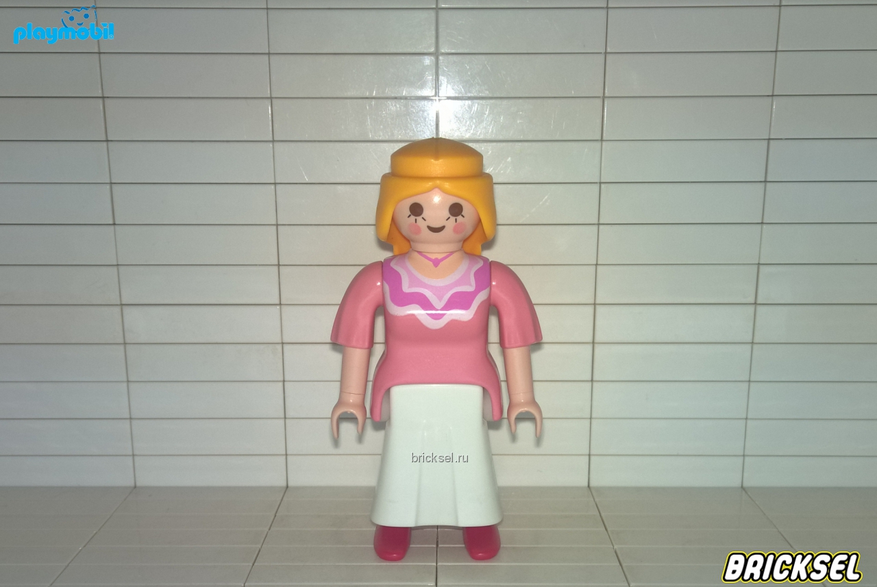Плеймобил Женщина в розовой с кружевами кофте и белой юбке, Playmobil, редкая