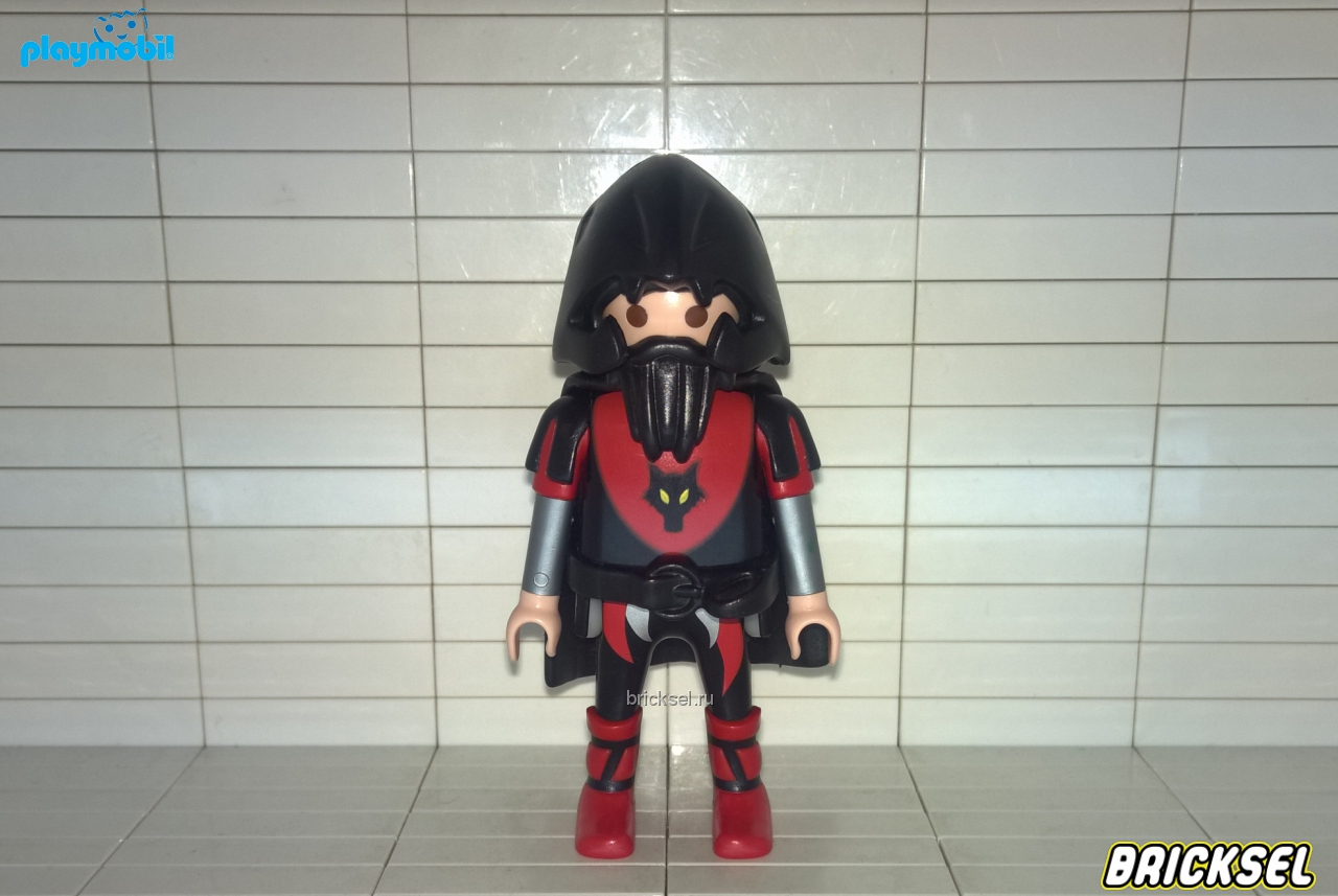 Плеймобил Рыцарь клана Волка в красно-черных доспехах с черной бородой, Playmobil