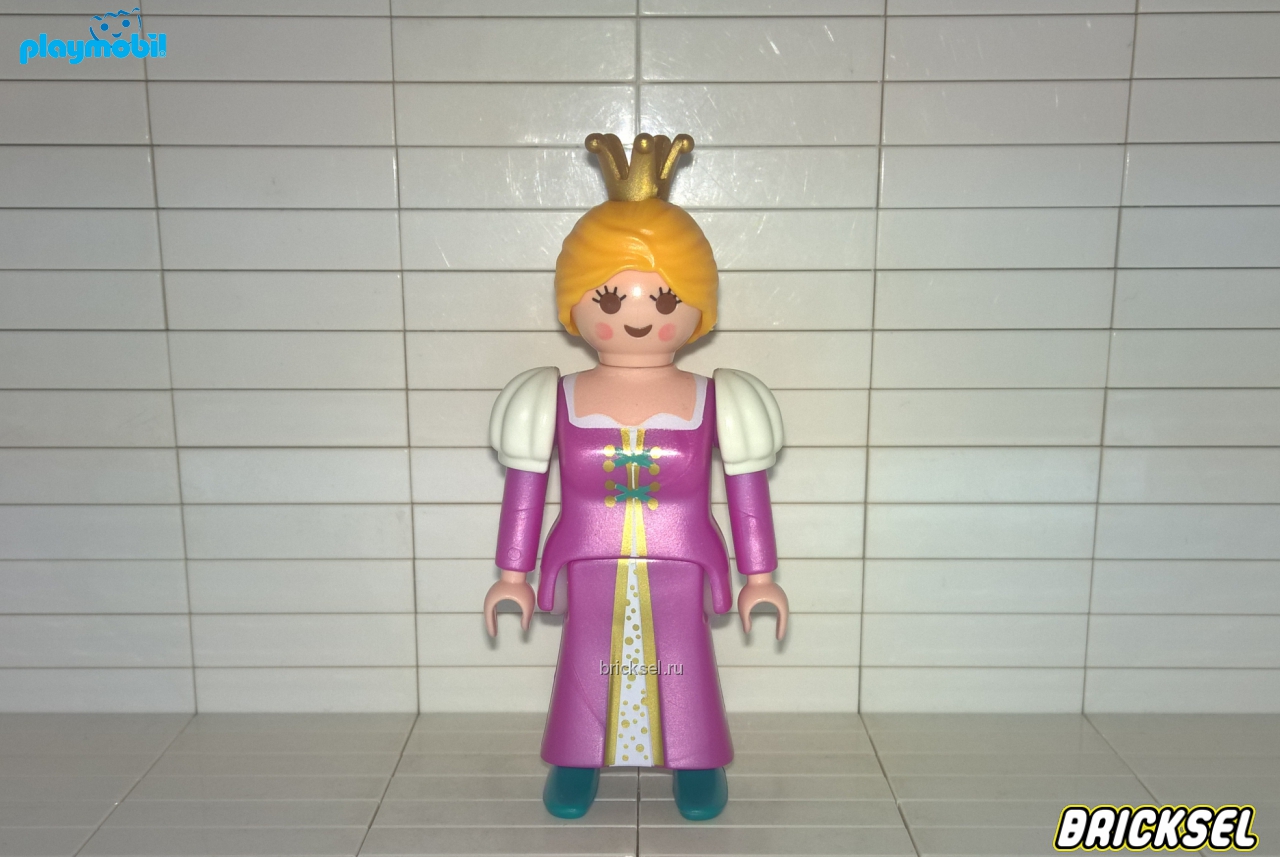 Плеймобил Принцесса в платье нежно-розового цвета и золотой короне на ногах зеленые туфельки, Playmobil