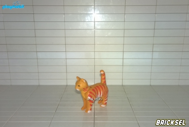 Плеймобил Рыжая полосатая трехцветная кошка с подвижной головой стоит, Playmobil, очень редкая