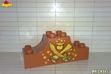 Кубик вогнутый с двух сторон 2х6 коричневый, крыша пиратов