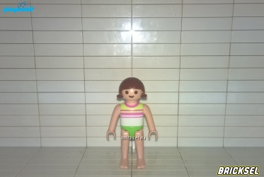 Плеймобил Девочка в салатово белом в розовую полоску купальнике, Playmobil