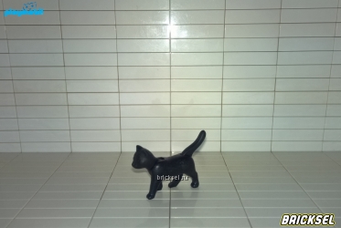 Кошка с подвижной головой идет черная
