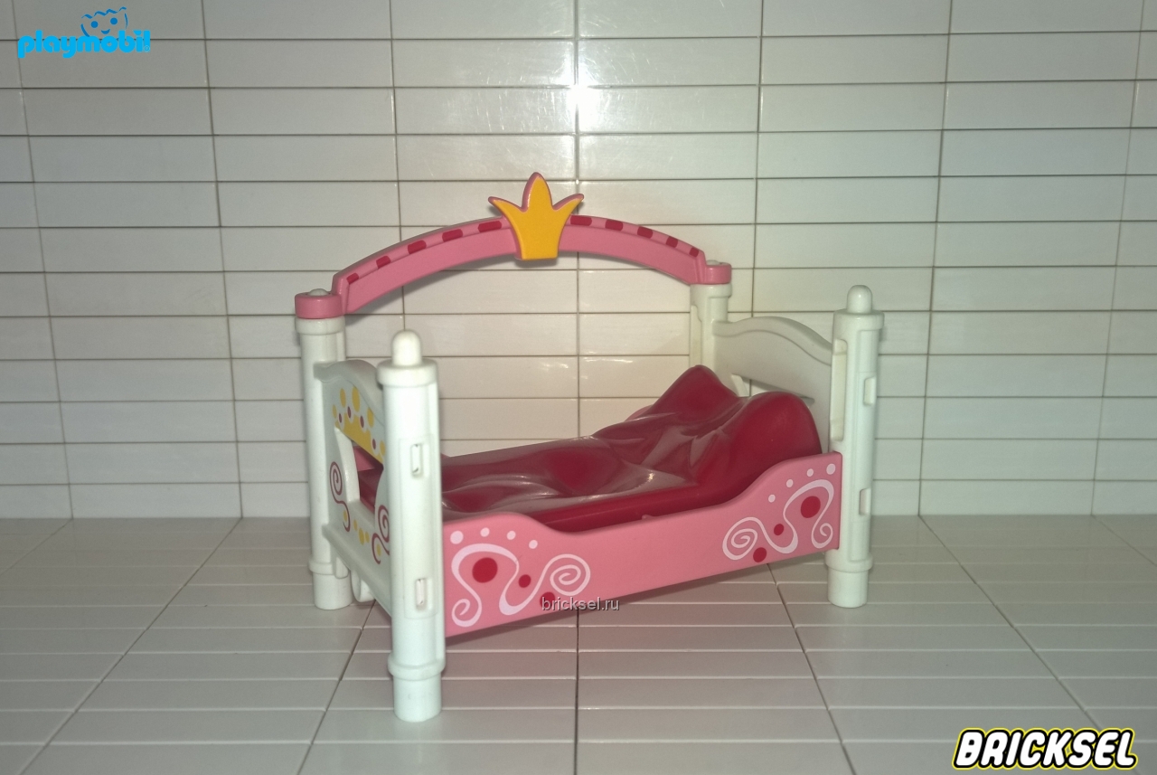 Плеймобил Кровать принцессы розовая с белыми спинками, Playmobil, редкая