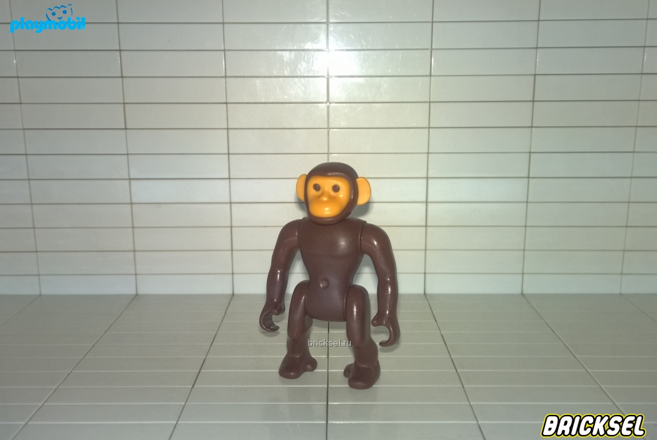Плеймобил Шимпанзе с желтой мордой и ушами темно-коричневый, Playmobil