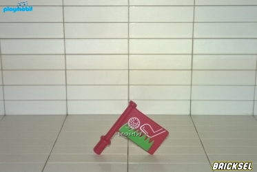 Плеймобил Флажок для игры в гольф с рисунком травы клюшки и мячика красный, Playmobil