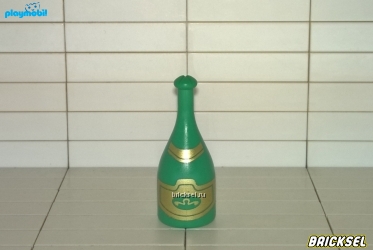Бутылка шампанского с золотой этикеткой зеленая