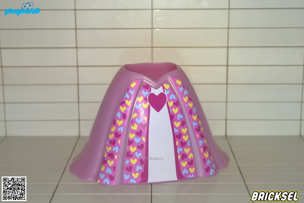 Плеймобил Юбка темно-сиреневая с вертикальной белой полосой и сердцем по центру розовыми полосками с разноцветными сердечками спереди, Playmobil
