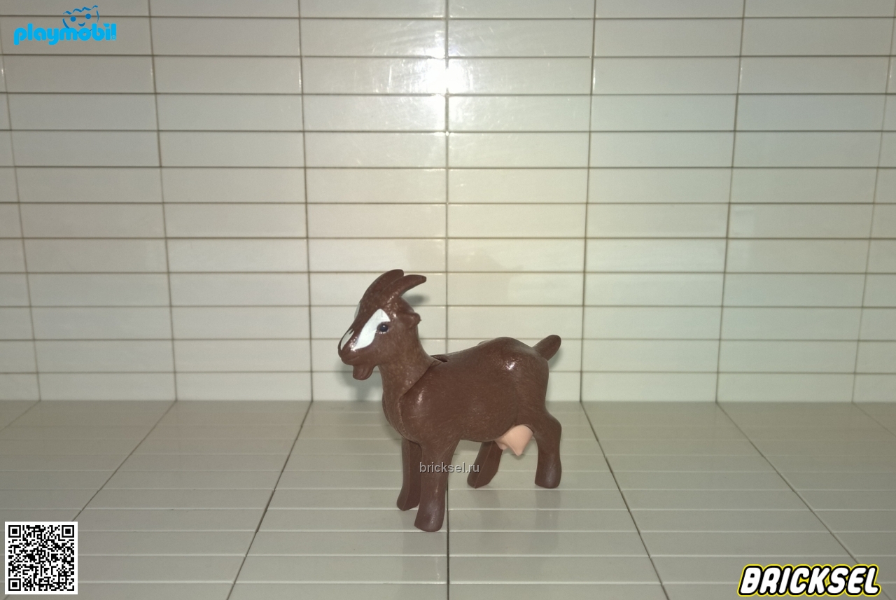 Плеймобил Коза с белыми пятнами на морде темно-коричневая, Playmobil