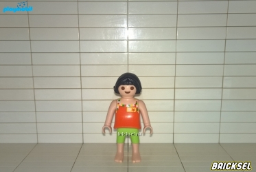 Плеймобил Девочка в оранжевой майке с рисунком и салатовых бриджах, Playmobil