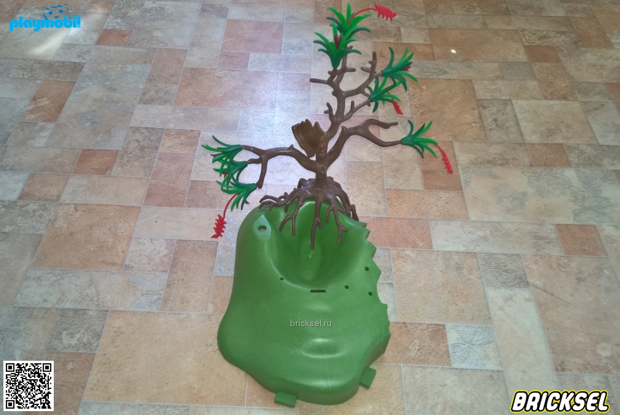 Плеймобил Холм с углублением и большим коричневым деревом зеленый, Playmobil