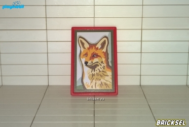Картина с изображением лисы в красной рамке