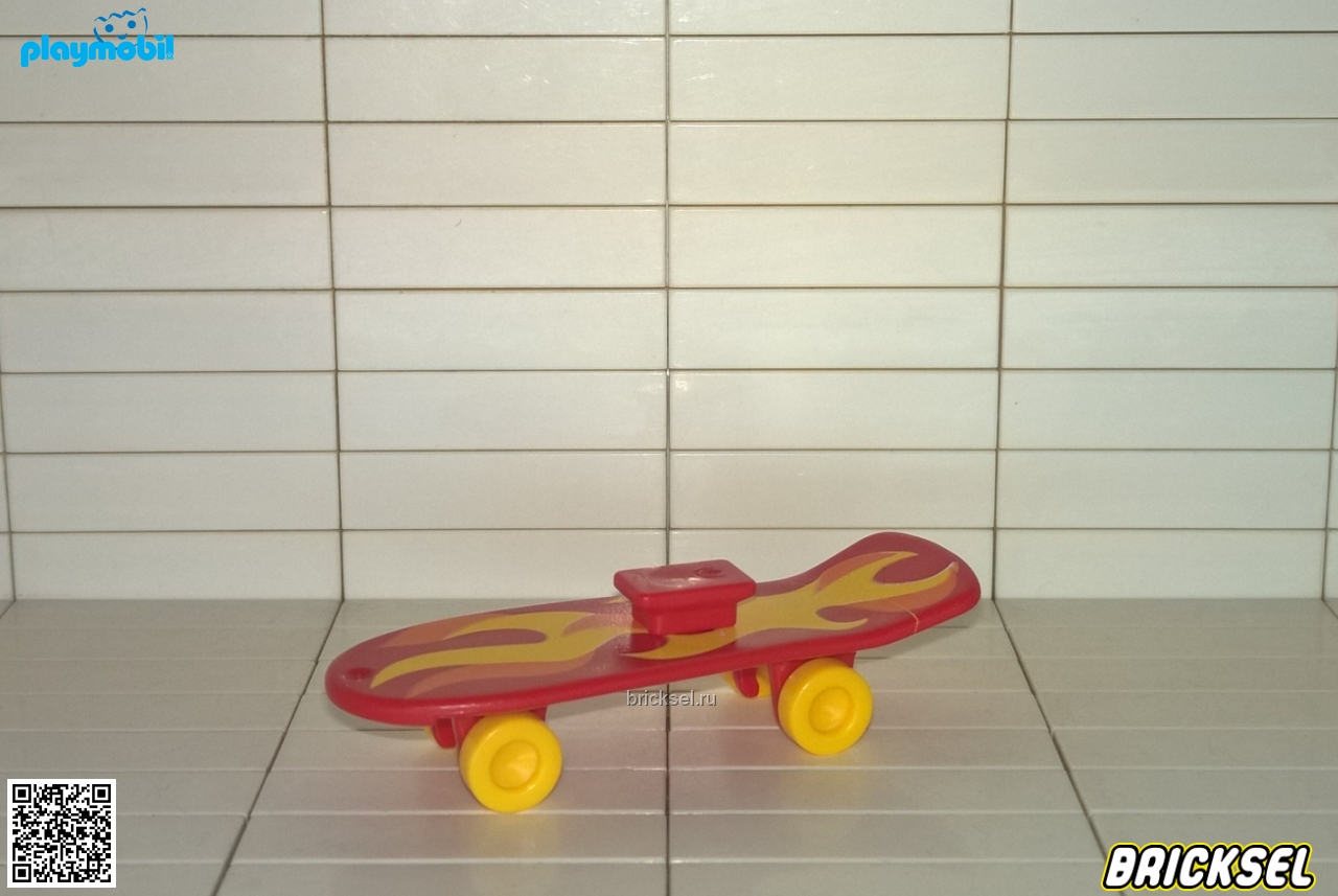 Плеймобил Скейт с желтыми языками огня красный, Playmobil