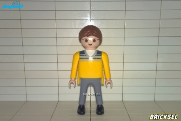 Плеймобил Мужчина в очках, желтой кофте, серых брюках и черных туфлях, Playmobil