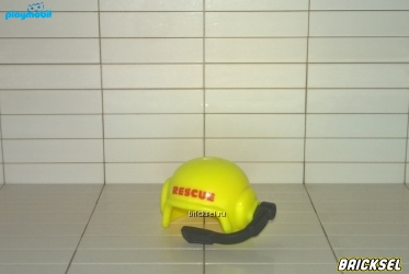 Шлем спасателя с микрофоном и наушником ярко-желтый