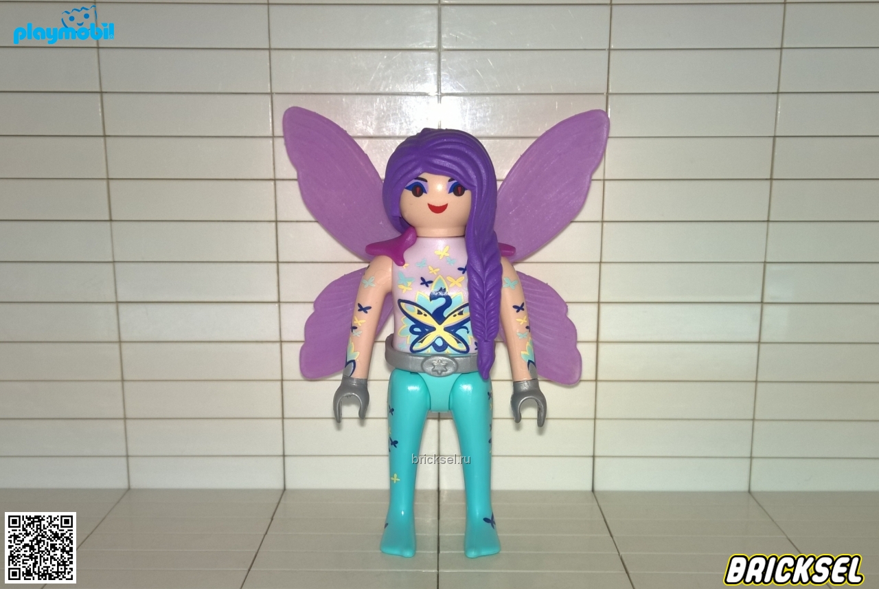 Плеймобил Фея в голубых брюках с фиолетовыми волосами и сиреневыми крылышками, Playmobil