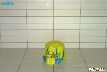 Шлем закрытый ярко-желтый с голубыми узорами