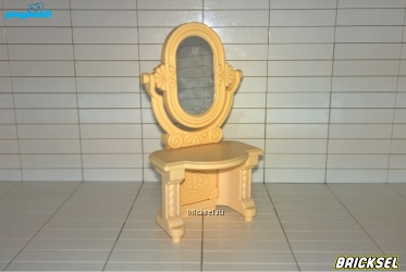 Туалетный столик с зеркалом в ретро стиле бежевый