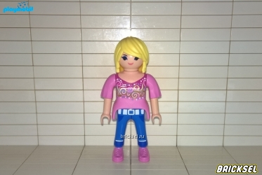 Плеймобил Звезда соц. сетей в синих джинсах розовой кофточке с узорами и розовых ботинках, Playmobil